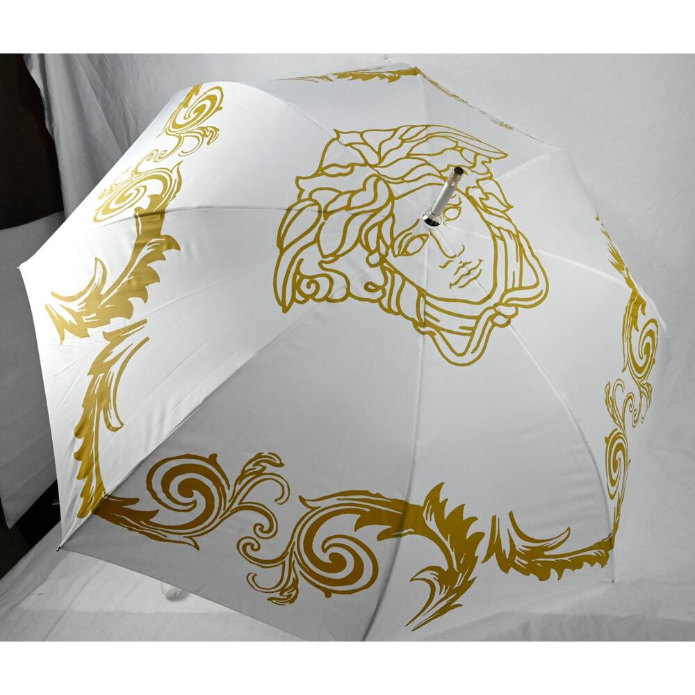 Versace Medusa Ltd. Fragrance Collection 31" Umbrella Large White/Gold NEW 79173